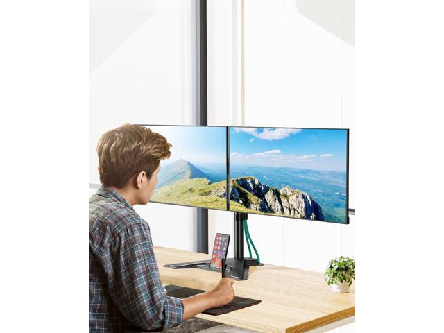 MOUNT PRO Dual Monitor Stand, Free-Standing Full Motion Monitor Desk Mount Fits 2 Screens up to 27 inches,17.6lbs with Height Adjustable, Swivel,...