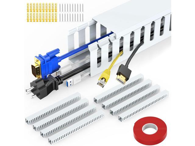 Wire Duct Kit, Open Slot Cable Management Raceway, 123in Track Desk Channel, Cord Cover Wiring, Cable Raceway Kit to Hide Wall Mount TV Cables -...