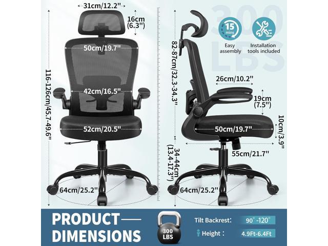 FelixKing Ergonomic Office Chair, Headrest Desk Chair with Adjustable Lumbar Support, Home Office Swivel Task Chair with High Back and Armrest,...