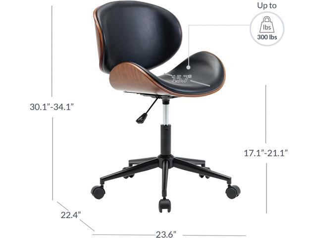BELLEZE Mid Century Modern Shell Chair, Classic Tripod Design Walnut Plywood Faux Leather Upholstered Lounge Armless Chair for Living Room Reading...