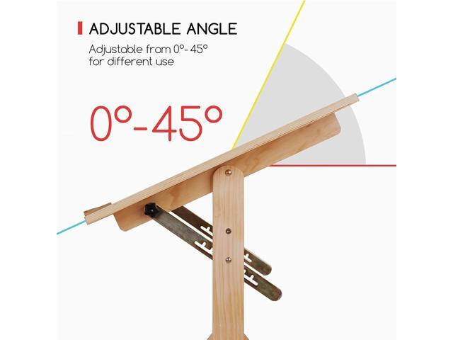 MEEDEN Wood Drafting Table & Stool Set,Artist Stool and Craft Table with Adjustable Height,Tiltable Tabletop for Artwork, Graphic Design, Reading,...