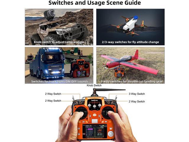 Radiolink AT10II 12 Channels RC Transmitter and Receiver R12DS 2.4GHz Radio Remote, Voltage Telemetry for RC Airplane, FPV Racing Drone, Quad,...