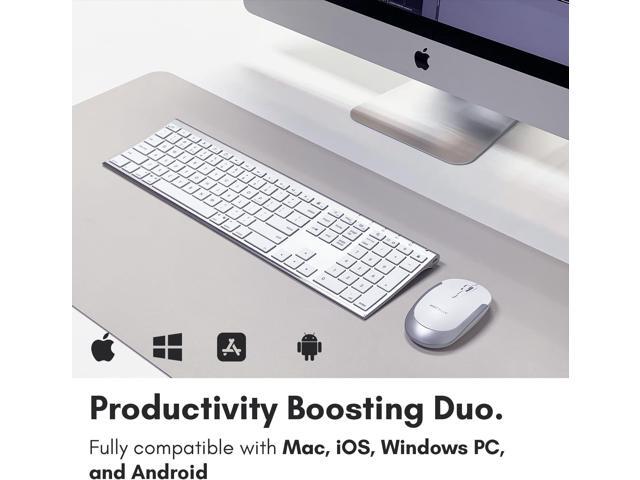 Macally Premium Bluetooth Keyboard and Mouse for Mac Compatible Wireless Apple Keyboard and Mouse Combo (110 Keys Multi-Device Rechargeable) for...