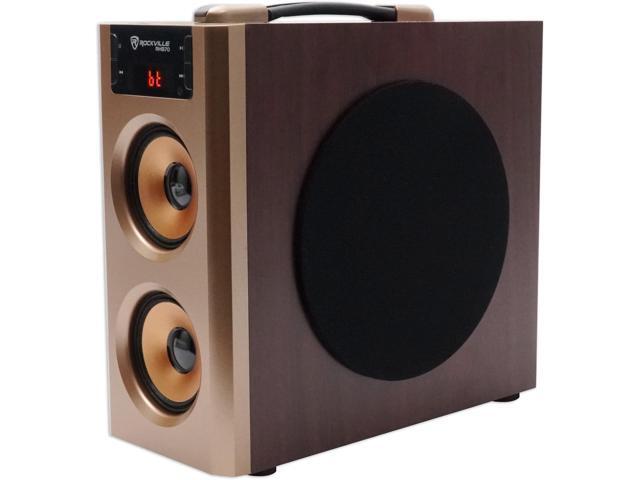 Rockville RHB70 Home Theater Compact Powered Speaker System, Bluetooth/USB/SD/FM, 4' Subwoofer, 2.1 Channel, 100W Peak, Cherry Wood Finish, for...