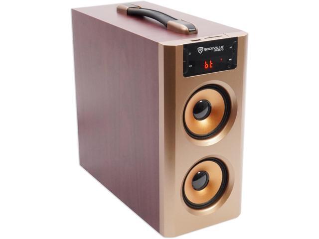 Rockville RHB70 Home Theater Compact Powered Speaker System, Bluetooth/USB/SD/FM, 4' Subwoofer, 2.1 Channel, 100W Peak, Cherry Wood Finish, for...