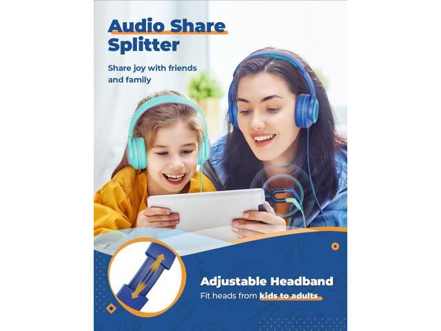 iClever 2Pack Kids Headphones with Sharing Splitter - 94dB Safe Volume Limited - HS22 Wired Headphones for Kids Teens, Tangle-Free 3.5mm Jack...