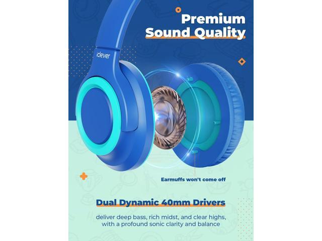 iClever 2Pack Kids Headphones with Sharing Splitter - 94dB Safe Volume Limited - HS22 Wired Headphones for Kids Teens, Tangle-Free 3.5mm Jack...