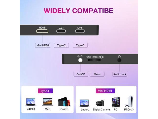 Unew 12.3 Inch Touchscreen Portable Monitor 1920x720 IPS Display 10-Point Touch USB C HDMI Gaming Monitor For Laptop PC 8:3