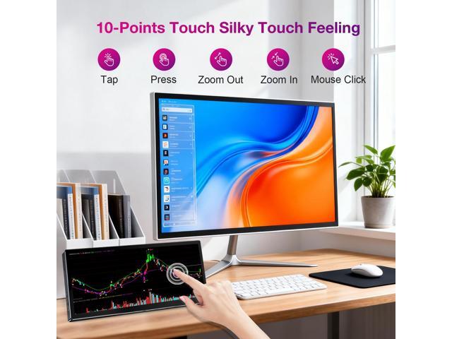 Unew 12.3 Inch Touchscreen Portable Monitor 1920x720 IPS Display 10-Point Touch USB C HDMI Gaming Monitor For Laptop PC 8:3