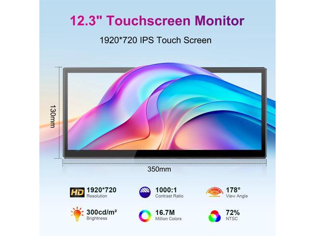 Unew 12.3 Inch Touchscreen Portable Monitor 1920x720 IPS Display 10-Point Touch USB C HDMI Gaming Monitor For Laptop PC 8:3