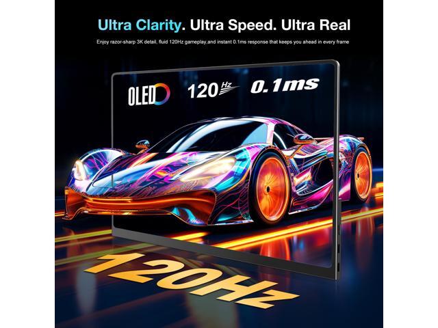 Unew 14 inch Portable Monitor OLED 3K 120Hz 2880*1800 Low Blue Light HDR Display Touchscreen for Laptop Gaming Monitor PS Switch Xbox