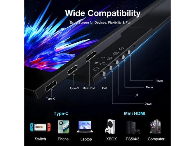Unew 14 inch Portable Monitor OLED 3K 120Hz 2880*1800 Low Blue Light HDR Display Touchscreen for Laptop Gaming Monitor PS Switch Xbox