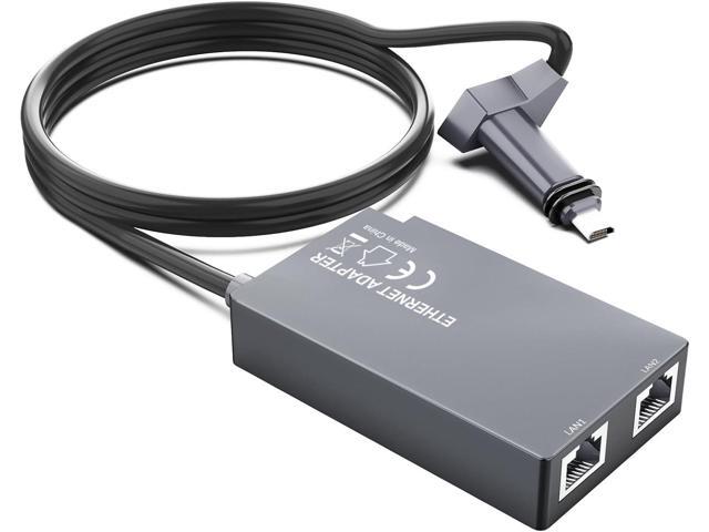 Unew 2 Port Gigabit Ethernet Splitter Compatible with Starlink Gen3 Mini 1000Mbps RJ45 LAN Network Adapter Plug and Play for PC Camera Game Console