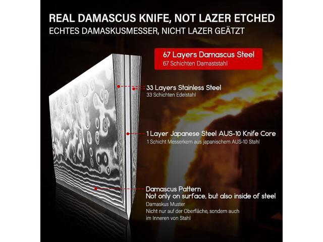 SHAN ZU Chef Knife 8 Inch Japanese Steel Damascus Kitchen Knife, Professional Kitchen Knives Sharp High Carbon Super Steel Kitchen Utility Knife