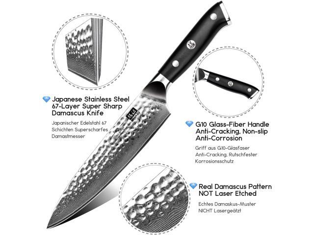 SHAN ZU Chef Knife, Damascus Steel Knife 8 Inch, Professional Chefs Knife Sharp High Carbon Steel Kitchen Utility Knives with Gift Box
