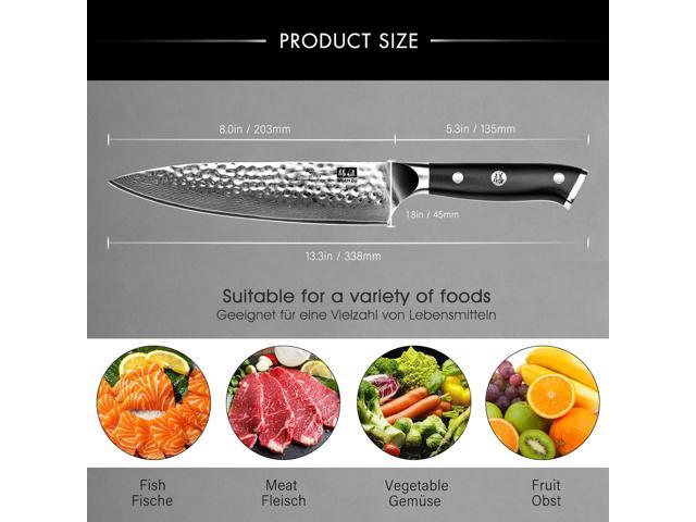 SHAN ZU Chef Knife, Damascus Steel Knife 8 Inch, Professional Chefs Knife Sharp High Carbon Steel Kitchen Utility Knives with Gift Box