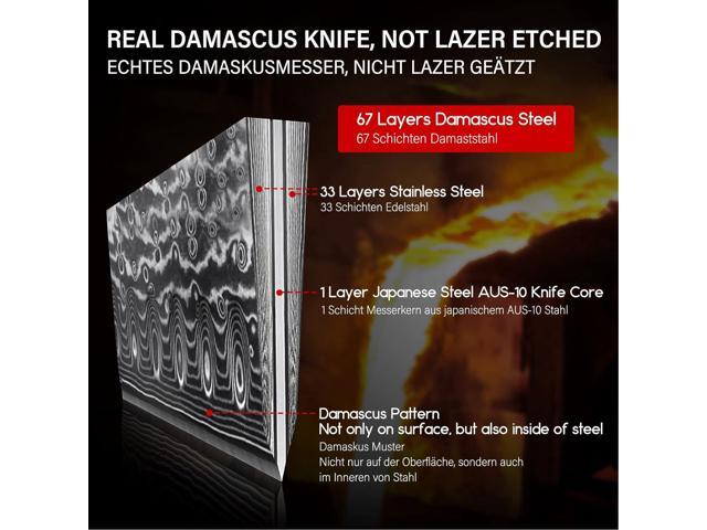 SHAN ZU Chef Knife Damascus Professional Extra Sharp Kitchen Knife Japanese Nakiri Knife, High Carbon Super Steel Chef's Knife with Ergonomic G10...