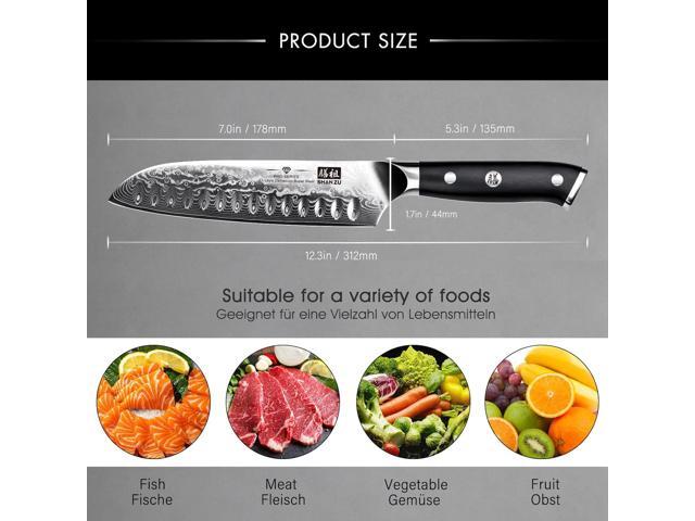 SHANZU Santoku Chef's Knife 7 Inch Multifunction Kitchen Knives Damascus Stainless Steel & Ergonomic Fiberglass G10 Handle Best Sharp High-Carbon...