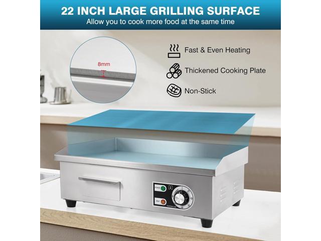 IRONWALLS Commercial Electric Griddle 22, 3000W Electric Flat Top Griddle Grill Indoor with 122~572 Adjustable Temperature Control, Non-stick...