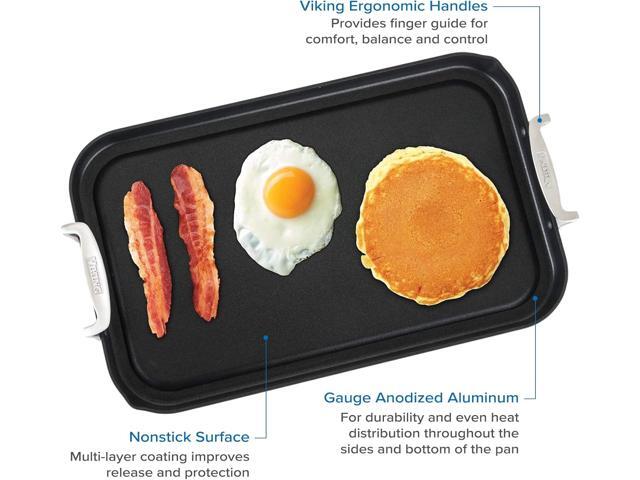 Viking Culinary Hard Anodized Nonstick Double Burner Griddle, Ergonomic Stay-Cool Handles, Oven Safe, Works on Electronic, Ceramic, and Gas...