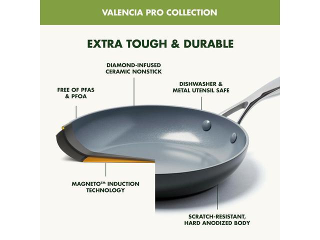 GreenPan Valencia Pro Hard Anodized Healthy Ceramic Nonstick 11' Griddle Pan, PFAS-Free, Induction, Dishwasher Safe, Oven Safe, Gray