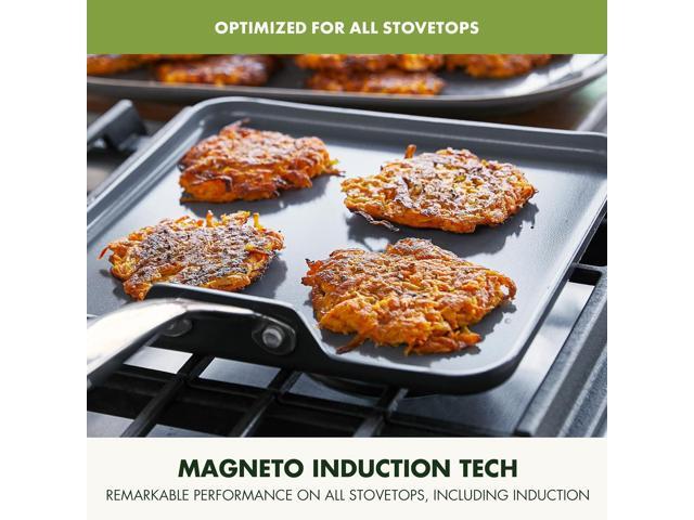 GreenPan Valencia Pro Hard Anodized Healthy Ceramic Nonstick 11' Griddle Pan, PFAS-Free, Induction, Dishwasher Safe, Oven Safe, Gray