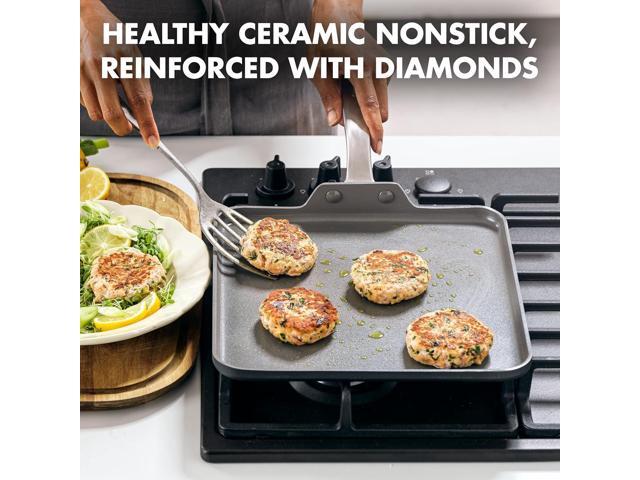 GreenPan Chatham Hard Anodized Healthy Ceramic Nonstick, 11' Griddle Pan, PFAS-Free, Dishwasher Safe, Oven Safe, Gray