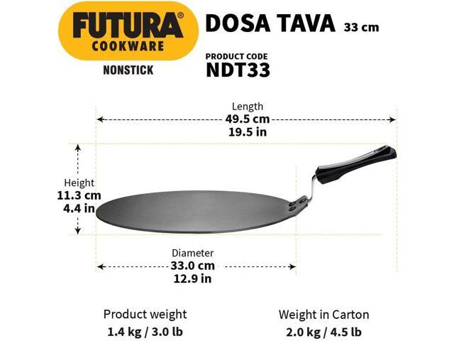 Hawkins Futura Nonstick Dosa Tava, Diameter 33 cm (13 inch), Thickness 4.88 mm (Black) NDT33