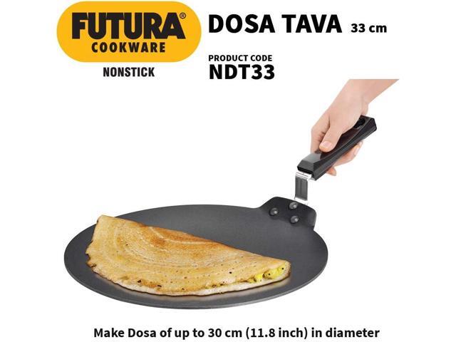 Hawkins Futura Nonstick Dosa Tava, Diameter 33 cm (13 inch), Thickness 4.88 mm (Black) NDT33
