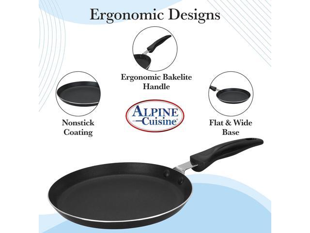 Alpine Cuisine Griddle Pan Aluminum 12-Inch Nonstick Coating, Griddle Pan for Stove Top with Stay Cool Handle, Durable Nonstick Cookware -...