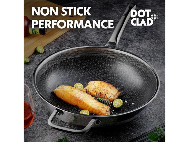 Wok pan,Hybrid 13 inch Wok with Lid, PFOA Free Cookware,non stick Stainless Steel Woks & Stir-fry pans Nonstick, Dishwasher and Oven Safe, Works on...
