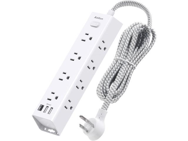 Desk Power Strip Surge/Overload Protector - Flat Plug, Power Strip, 12 Widely AC Outlets 3 USB (1-USB C), Extension Cord with USB Ports, Wall Mount...