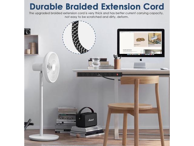Metal 8 Outlet Mountable Power Strip with Switch,Wide Spaced Heavy Duty Wall Mount Power Strip Surge Protector 1200J,6FT 14AWG Braided Cord 15A...