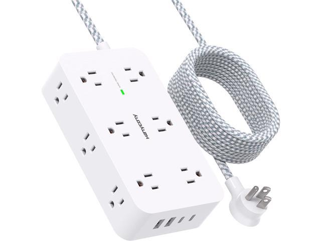 Extension Cord 10 Ft, Power Strip Surge Protector with 12 Outlets 4 USB Ports (2USB C), Large Desk Power Strip with Long Cord, Flat Plug, Wall...