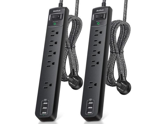 10Ft Long Surge Protector Power Strip - Extension Cord with Multiple Outlets, 5 Widely Outlets 3 USB Charging Ports, Flat Plug Overload Surge...