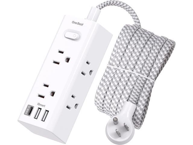 10 Ft Power Strip Surge Protector, Extension Cord with 6 Widely Outlets 3 USB Ports (1 USB C), 3-Side Outlet Extender Strip, Flat Plug, Wall Mount...