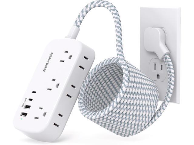 15FT Flat Extension Cord, BESHON Flat Plug Power Strip with USB C, Ultra Thin Flat Plug Extension Cord - 6 Outlets with 4 USB Ports(2 USB C...
