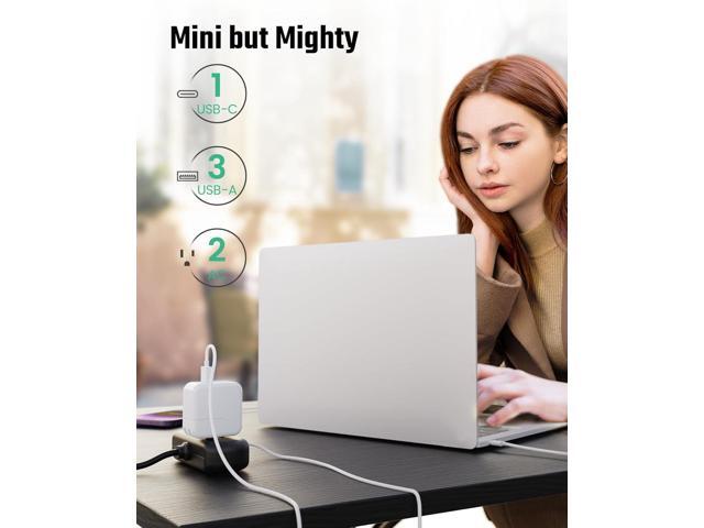 Power Strip with USB, SUPERDANNY Mini Surge Protector with 2 Wide-Spaced Outlets, 3 USB-A 1 USB-C, 5 Ft Extension Cord, Flat Plug, Compact Size...