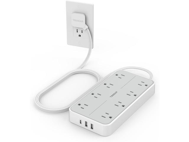 Power Strip Surge Protector, TESSAN Flat Plug Extension Cord with 8 Outlets 3 USB Charger(1 USB C), 1080 Joules Protection, Wall Mountable Charging...