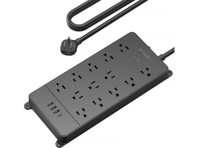 TROND Surge Protector Power Strip, 4000 Joules, ETL Listed, 13 Widely-Spaced Outlets Expansion with USB C Ports, Low-Profile Flat Plug, Wall.