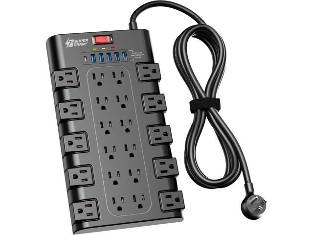 Power Strip, SUPERDANNY Surge Protector with 22 AC Outlets and 6 USB Charging Ports, 1875W/15A, 2100 Joules, 6.5Ft Flat Plug Heavy Duty Extension...