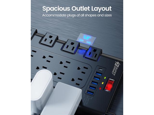 Power Strip, SUPERDANNY Surge Protector with 22 AC Outlets and 6 USB Charging Ports, 1875W/15A, 2100 Joules, 6.5Ft Flat Plug Heavy Duty Extension...