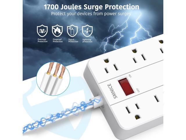 Power Strip with USB,Surge Protector Flat Plug with 8 Widely Spaced Outlets and 6 USB Ports(1 USB C), 5ft Extension Cord Wall Mountable Phone...