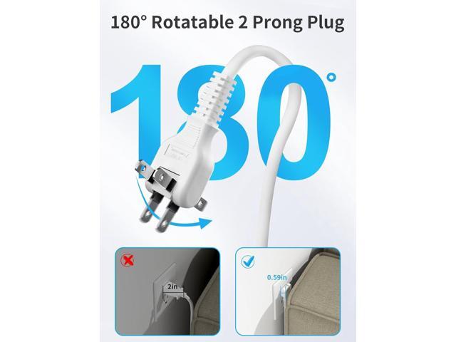 NTONPOWER 2 Prong Power Strip, 1875W/15A, 180° Rotating Plug, Two Prong Power Strip, 2 Prong to 3 Prong Outlet Adapter, 3 Outlets 2 USB, Extension...