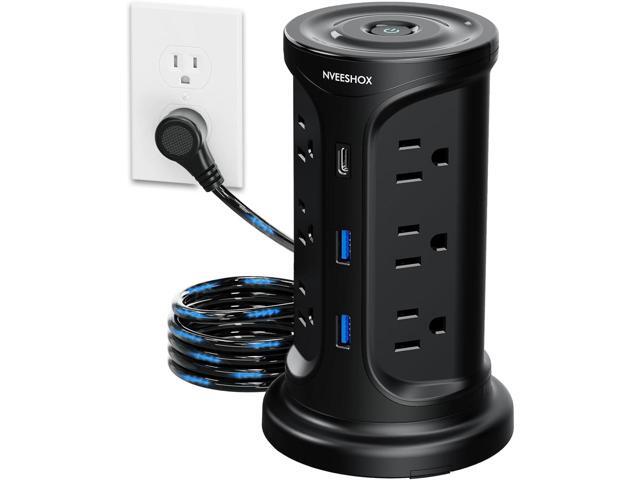 Extension Cord with Multiple Outlets Surge Protector Tower Power Strip with Surge Protection, Screw Wall Mount Outlet with 12 Ac Outlets with 3 USB...