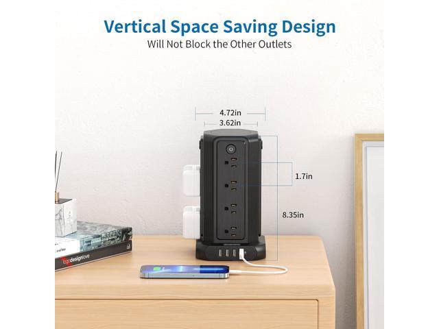 Surge Protector Power Strip Tower with USB Ports, 15 FT Extension Cord Tower with 16 Widely Spaced Outlets 4 USB Ports, 1080 Joules, Overload...