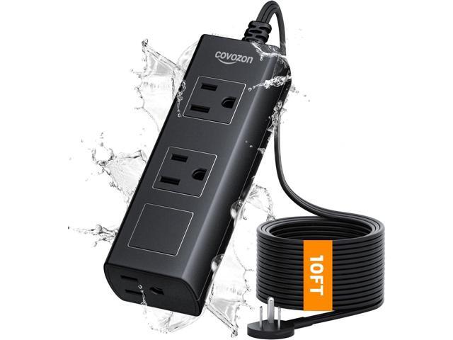 Outdoor Extension Cord, 10 ft Outdoor Power Strip Weatherproof, Waterproof Surge Protector, 1625W Overload Protection for Kitchen Patio Christmas...