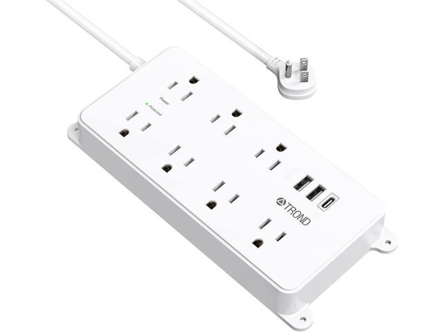 TROND Power Strip Surge Protector, 7 Widely Spaced Outlets with 2 USB A and 1 USB C, ETL Listed 1700J, Wall Mount, Flat Plug 5ft Extension Cord...