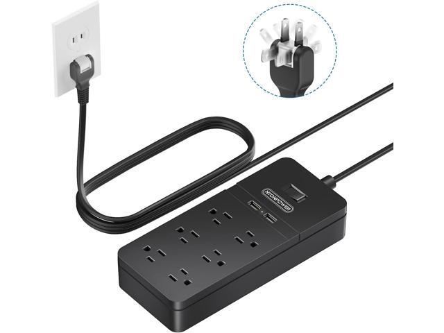 2 Prong Surge Protector Power Strip with 10ft Extension Cord, NTONPOWER 2 Prong to 3 Prong Outlet Adapter with 6 Outlets 2 USB Ports, 2100J Surge...