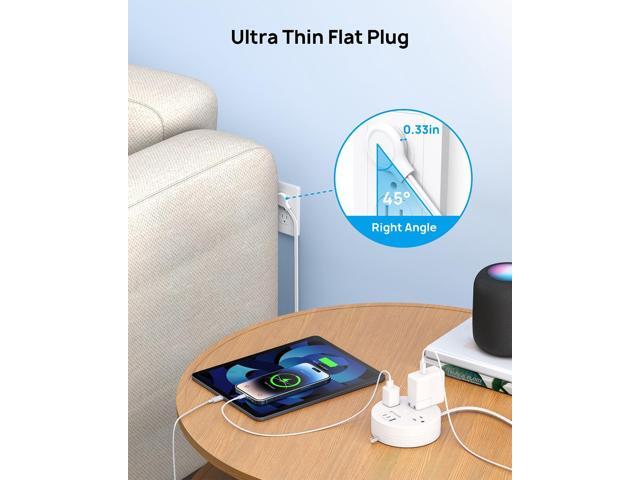 TROND Travel Power Strip - Retractable Extension Cord 5ft Ultra Thin Flat Plug, Retractable Power Strip with 3 AC Outlets 3 USB Ports (2 USB C),...